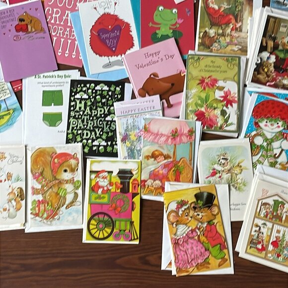 Vintage to New Mixed Greeting Cards Lot 100+ Christmas Valentines St Patrick - Picture 8 of 12